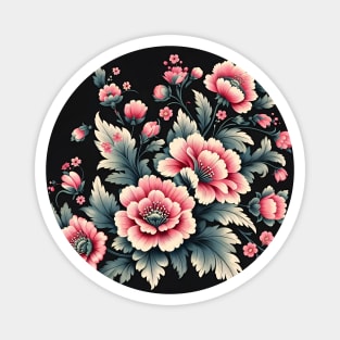 Pink Floral Illustration Magnet